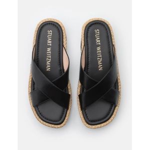 Stuart Weitzman The Roza Lift Slide Sandals Black